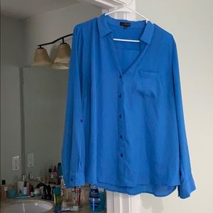 Blue button down long sleeve shirt